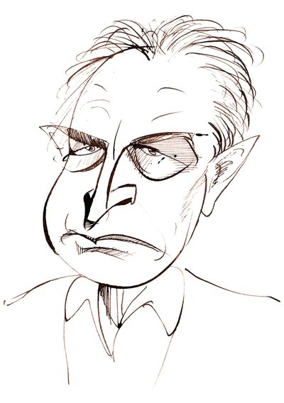 John Banville, Irish novelist and screenwriter; crime writer under the pen name Benjamin Black; caricature by Neale Osborne